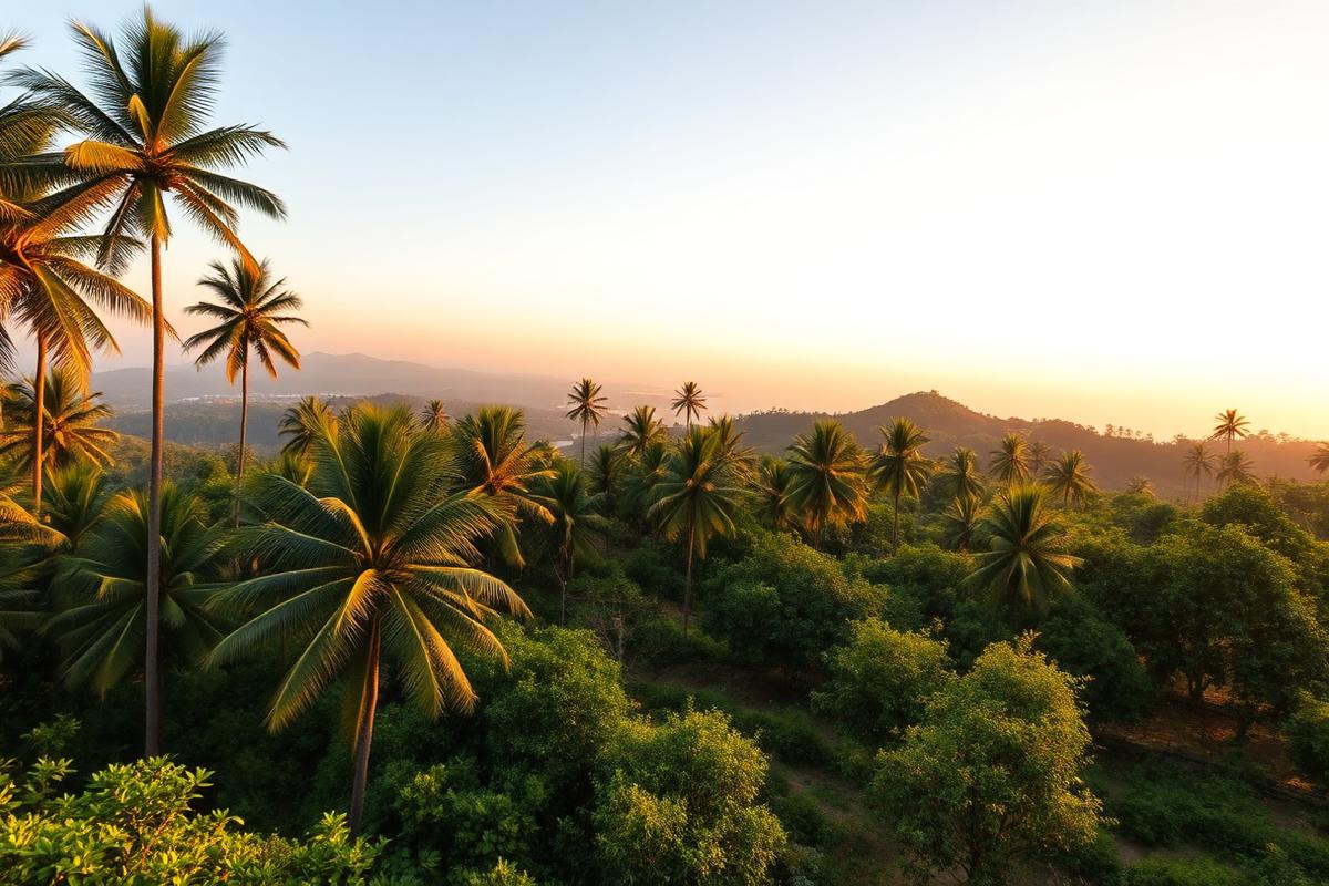 Konkan landscape with coconut palms and mango orchards